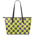 Halloween Witch Cauldron Pattern Print Leather Tote Bag With Zipper