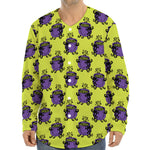 Halloween Witch Cauldron Pattern Print Long Sleeve Baseball Jersey