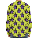 Halloween Witch Cauldron Pattern Print Long Sleeve Baseball Jersey