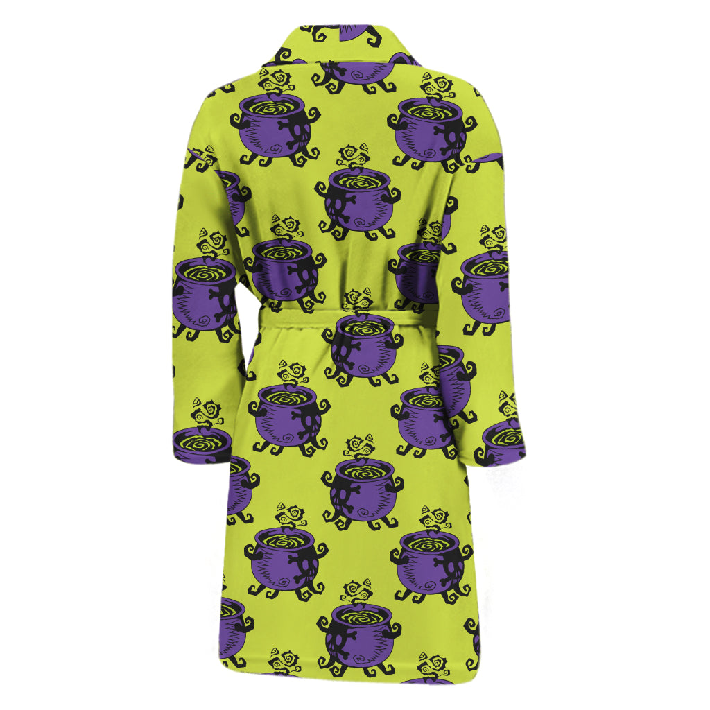 Halloween Witch Cauldron Pattern Print Men's Bathrobe
