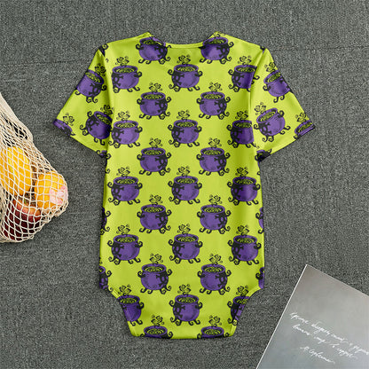 Halloween Witch Cauldron Pattern Print Men's Bodysuit