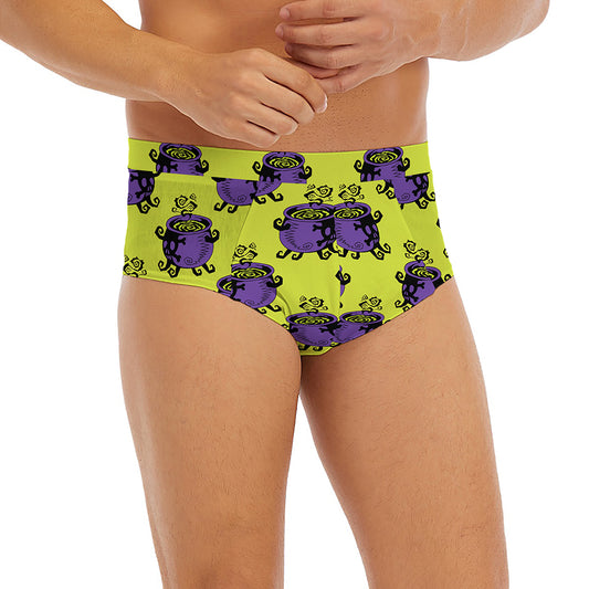 Halloween Witch Cauldron Pattern Print Men's Briefs