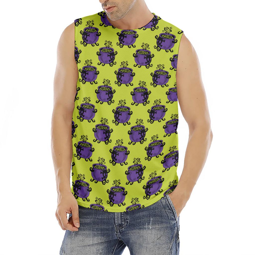 Halloween Witch Cauldron Pattern Print Men's Fitness Tank Top