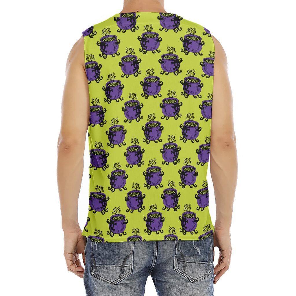 Halloween Witch Cauldron Pattern Print Men's Fitness Tank Top