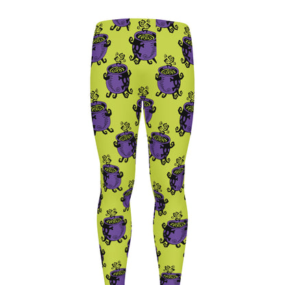 Halloween Witch Cauldron Pattern Print Men's leggings