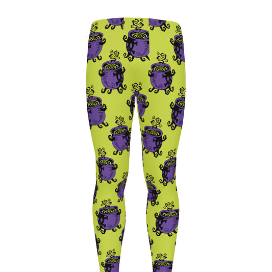 Halloween Witch Cauldron Pattern Print Men's leggings