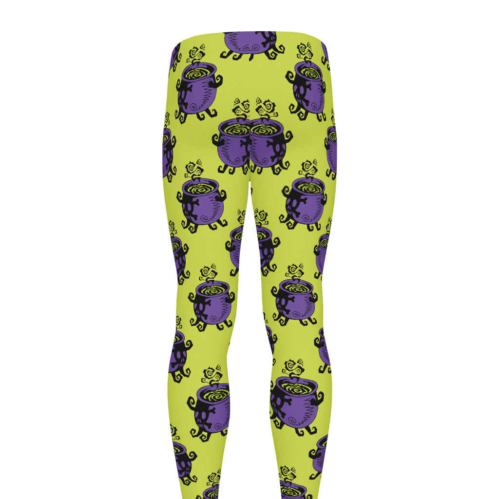 Halloween Witch Cauldron Pattern Print Men's leggings