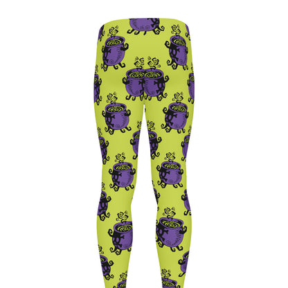 Halloween Witch Cauldron Pattern Print Men's leggings