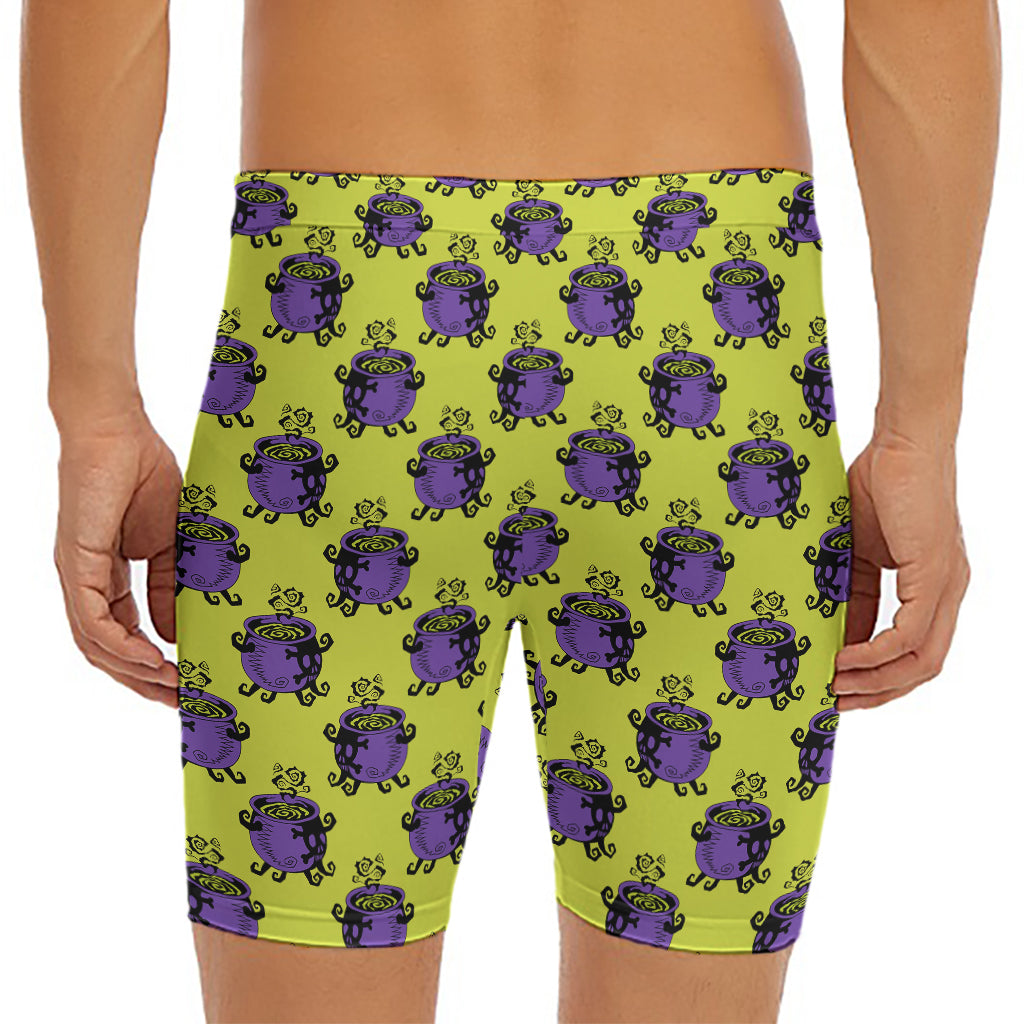 Halloween Witch Cauldron Pattern Print Men's Long Boxer Briefs