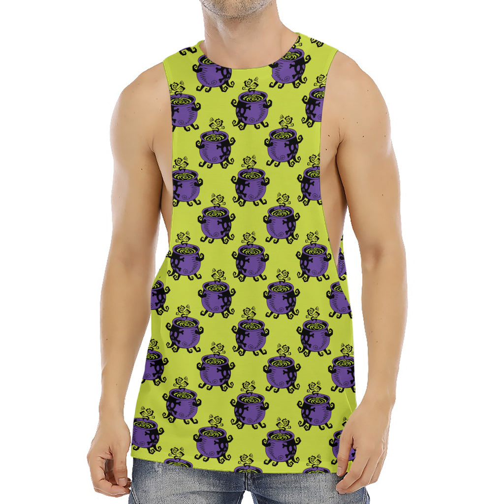 Halloween Witch Cauldron Pattern Print Men's Muscle Tank Top