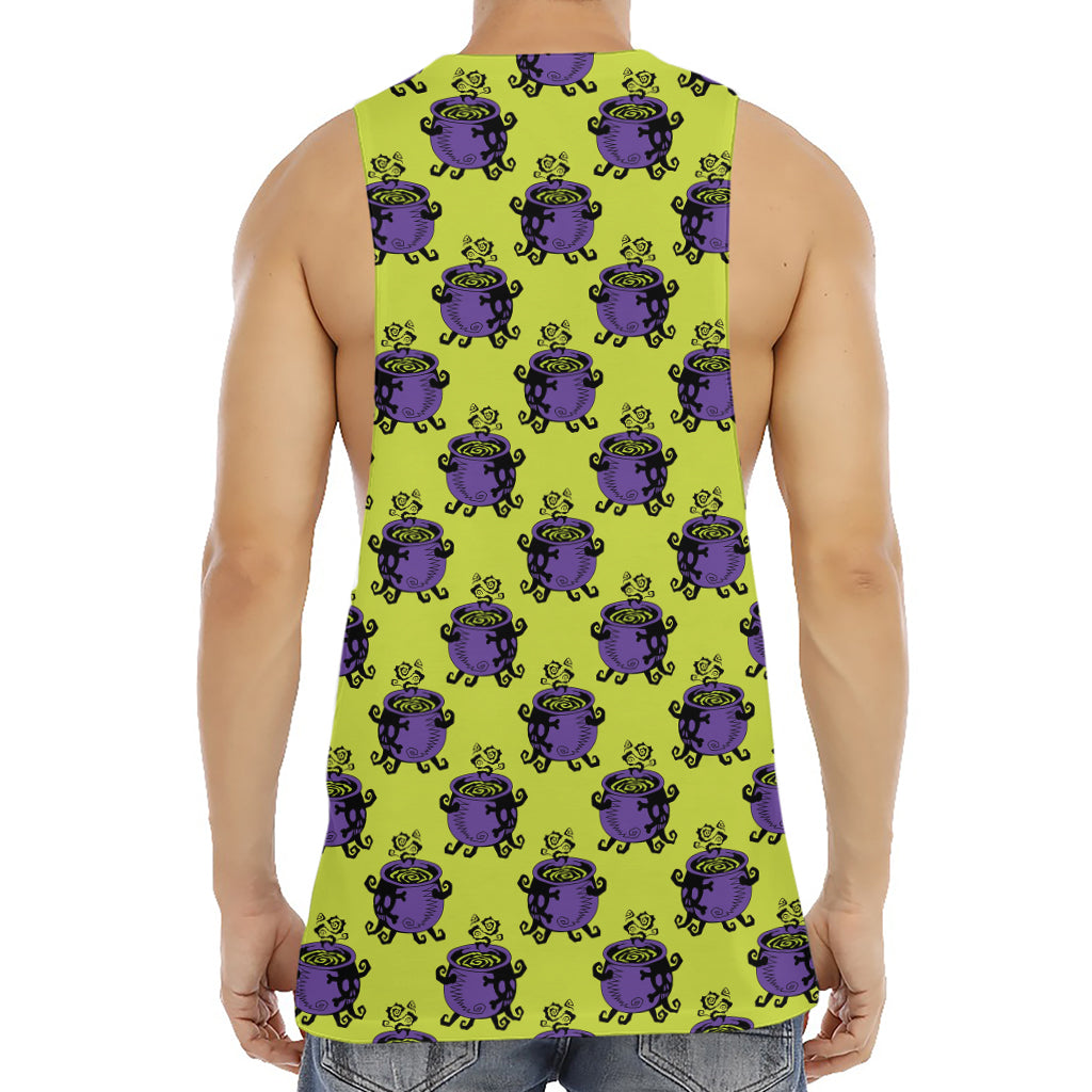 Halloween Witch Cauldron Pattern Print Men's Muscle Tank Top