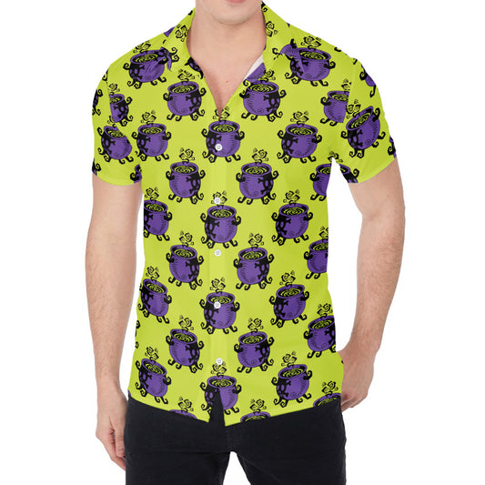 Halloween Witch Cauldron Pattern Print Men's Shirt