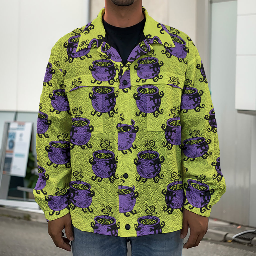 Halloween Witch Cauldron Pattern Print Men's Shirt Jacket