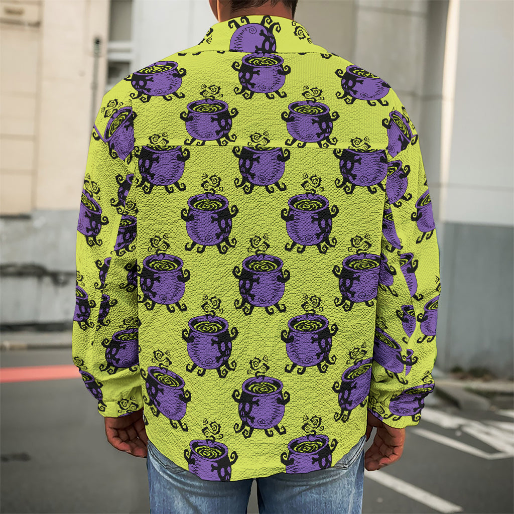Halloween Witch Cauldron Pattern Print Men's Shirt Jacket
