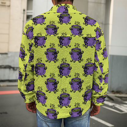 Halloween Witch Cauldron Pattern Print Men's Shirt Jacket