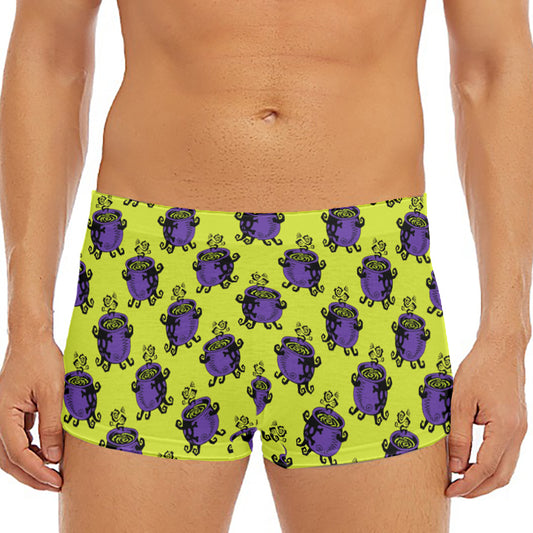 Halloween Witch Cauldron Pattern Print Men's Short Boxer Briefs