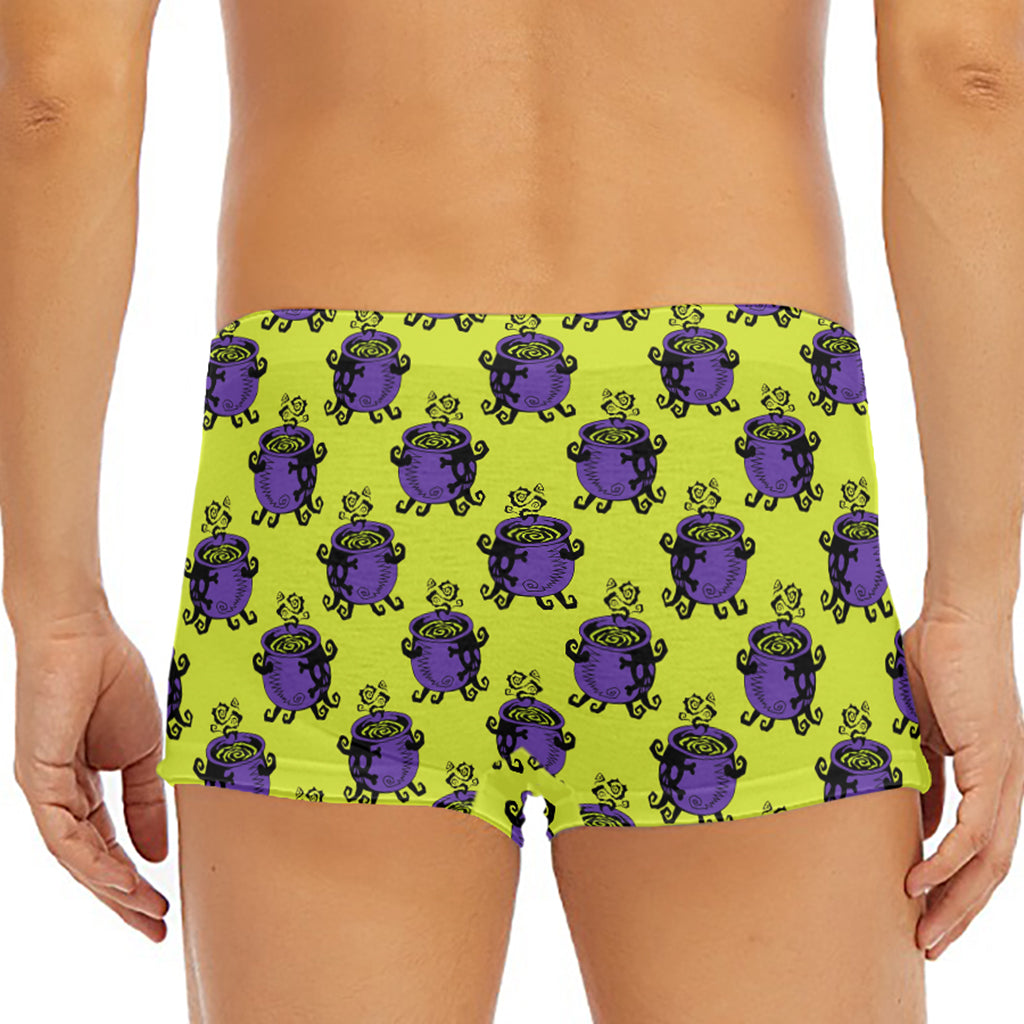 Halloween Witch Cauldron Pattern Print Men's Short Boxer Briefs
