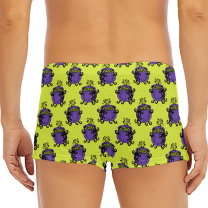 Halloween Witch Cauldron Pattern Print Men's Short Boxer Briefs
