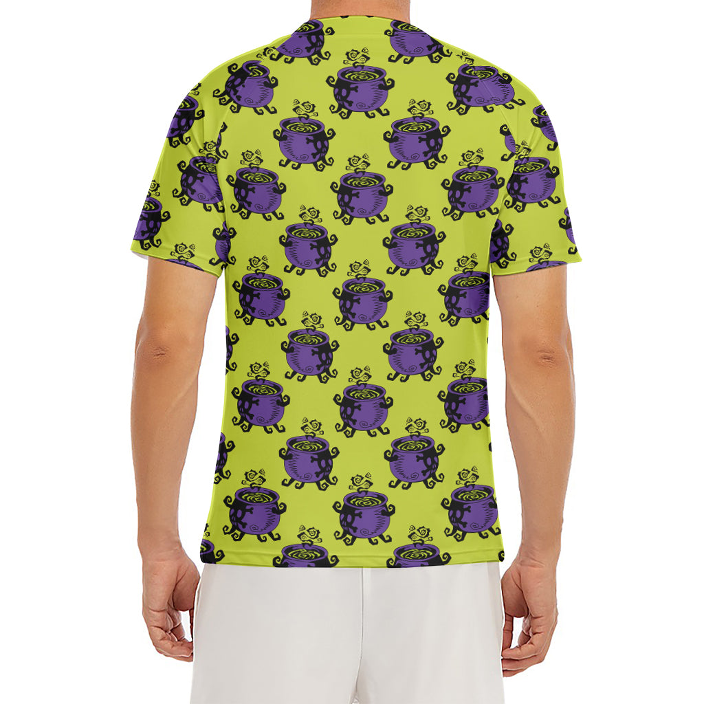 Halloween Witch Cauldron Pattern Print Men's Short Sleeve Rash Guard