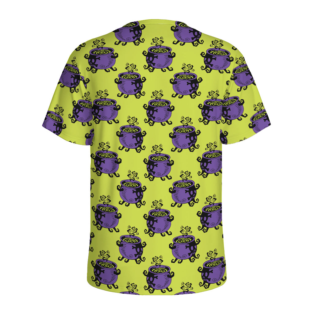 Halloween Witch Cauldron Pattern Print Men's Sports T-Shirt