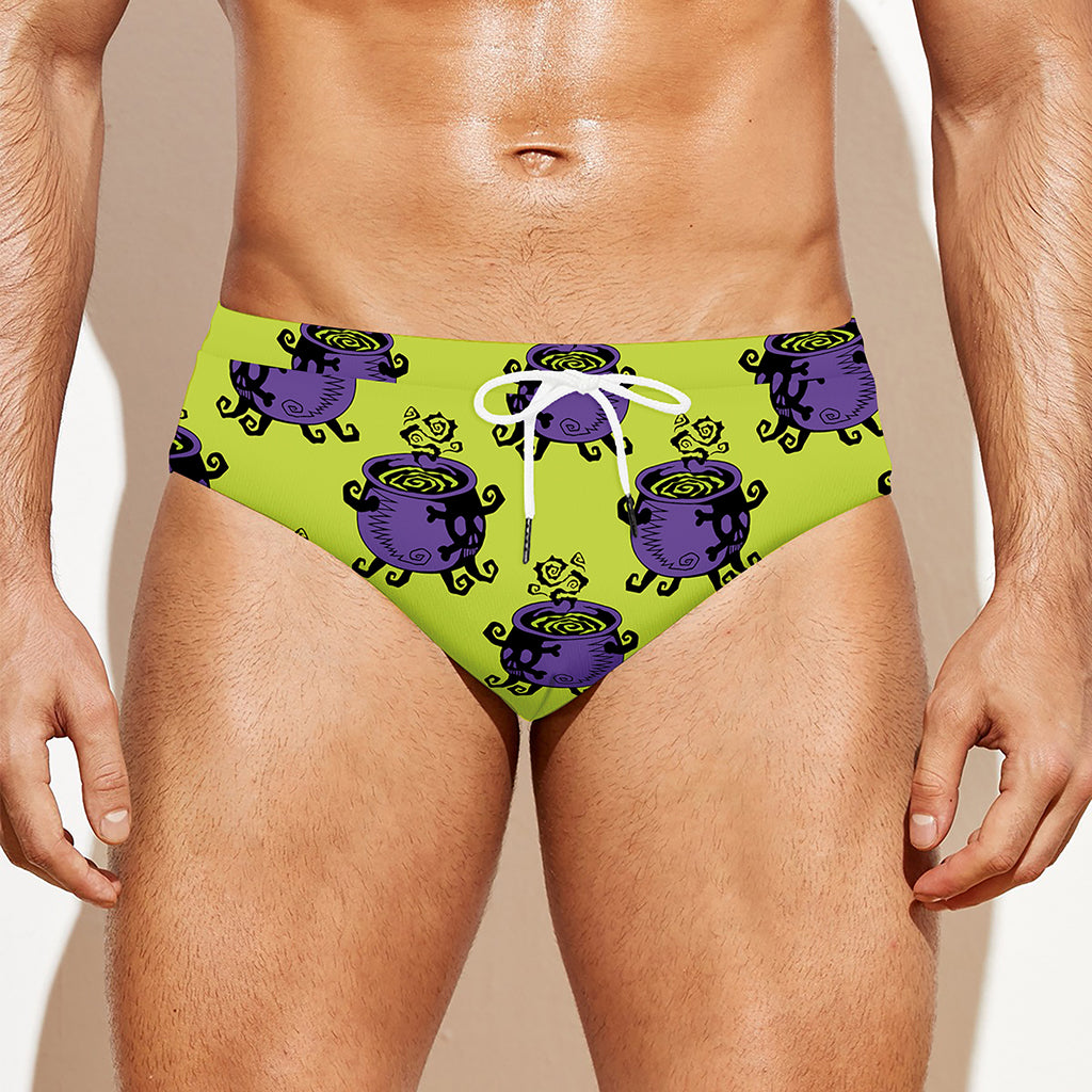 Halloween Witch Cauldron Pattern Print Men's Swim Briefs
