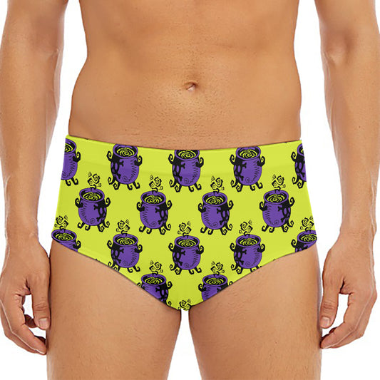 Halloween Witch Cauldron Pattern Print Men's Triangle Swim Briefs