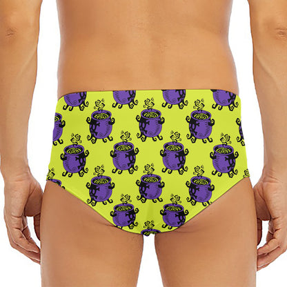 Halloween Witch Cauldron Pattern Print Men's Triangle Swim Briefs