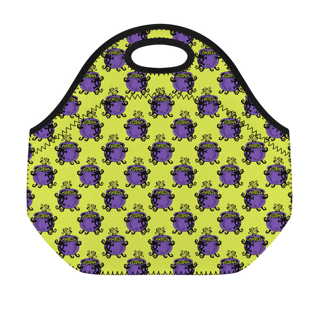 Halloween Witch Cauldron Pattern Print Neoprene Lunch Bag