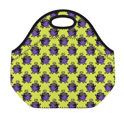Halloween Witch Cauldron Pattern Print Neoprene Lunch Bag