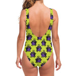 Halloween Witch Cauldron Pattern Print One Piece Swimsuit
