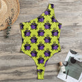 Halloween Witch Cauldron Pattern Print One Shoulder Bodysuit