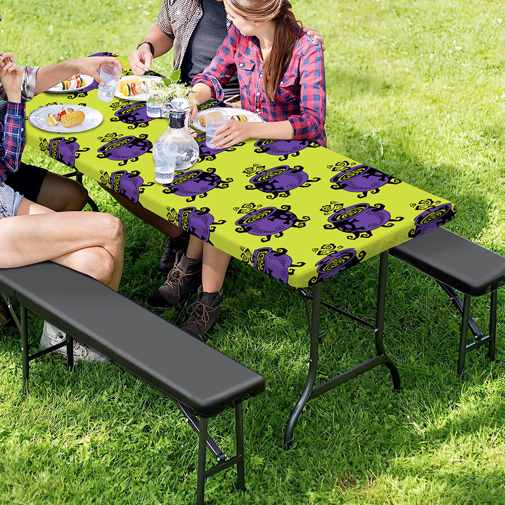Halloween Witch Cauldron Pattern Print Picnic Table Cover