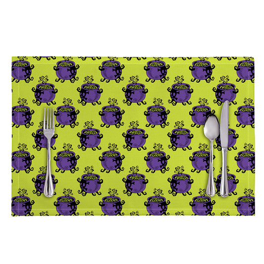 Halloween Witch Cauldron Pattern Print Placemat