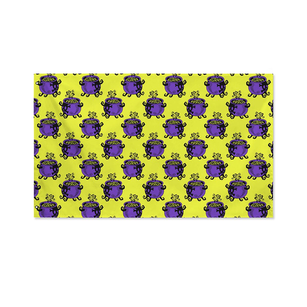 Halloween Witch Cauldron Pattern Print Polyester Flag