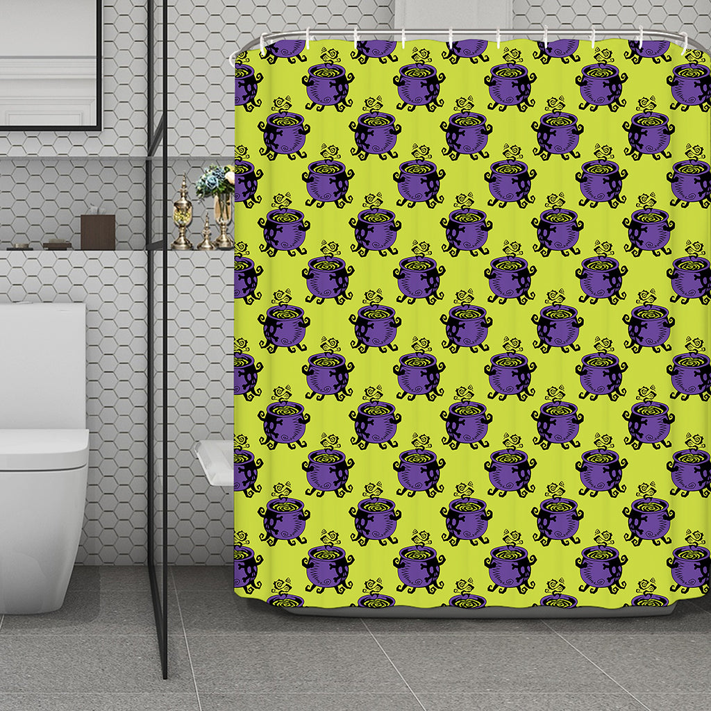 Halloween Witch Cauldron Pattern Print Polyester Shower Curtain