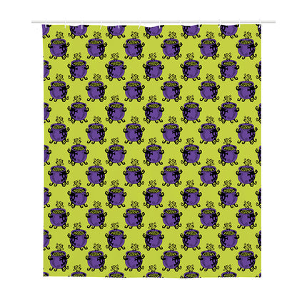 Halloween Witch Cauldron Pattern Print Polyester Shower Curtain
