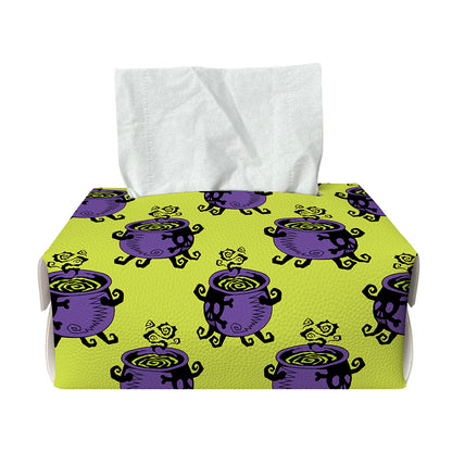 Halloween Witch Cauldron Pattern Print Rectangle Tissue Box Cover