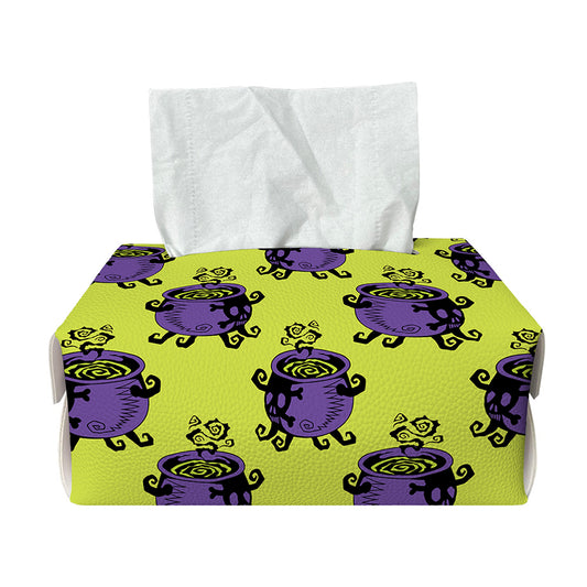 Halloween Witch Cauldron Pattern Print Rectangle Tissue Box Cover