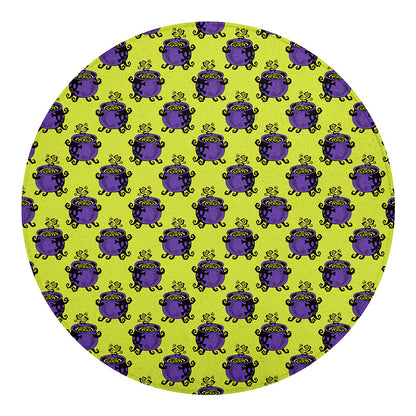 Halloween Witch Cauldron Pattern Print Round Blanket