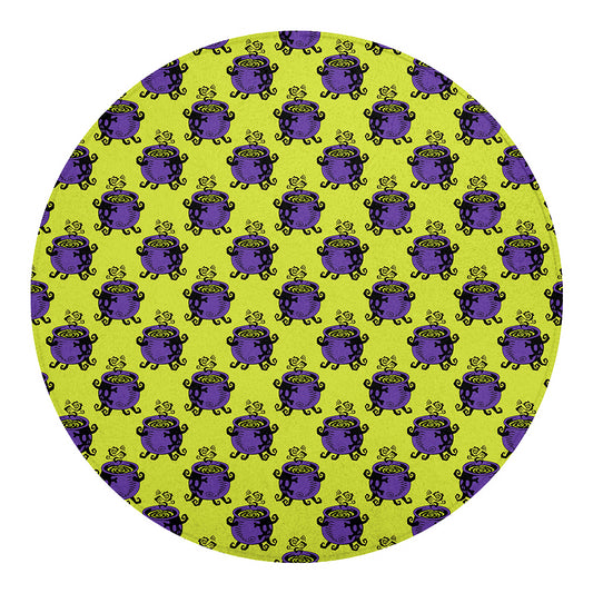 Halloween Witch Cauldron Pattern Print Round Blanket