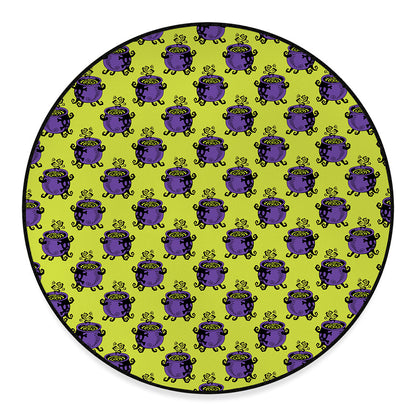 Halloween Witch Cauldron Pattern Print Round Floor Mat