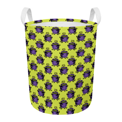 Halloween Witch Cauldron Pattern Print Round Laundry Basket