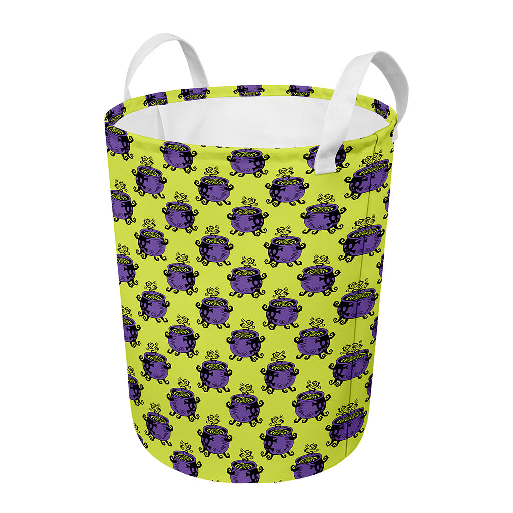 Halloween Witch Cauldron Pattern Print Round Laundry Basket
