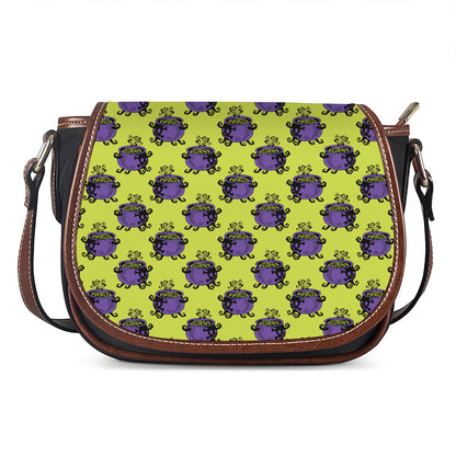 Halloween Witch Cauldron Pattern Print Saddle Bag