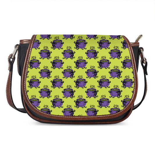 Halloween Witch Cauldron Pattern Print Saddle Bag