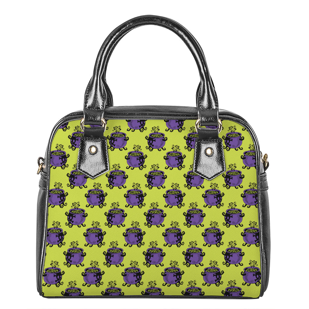 Halloween Witch Cauldron Pattern Print Shoulder Handbag