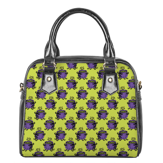 Halloween Witch Cauldron Pattern Print Shoulder Handbag