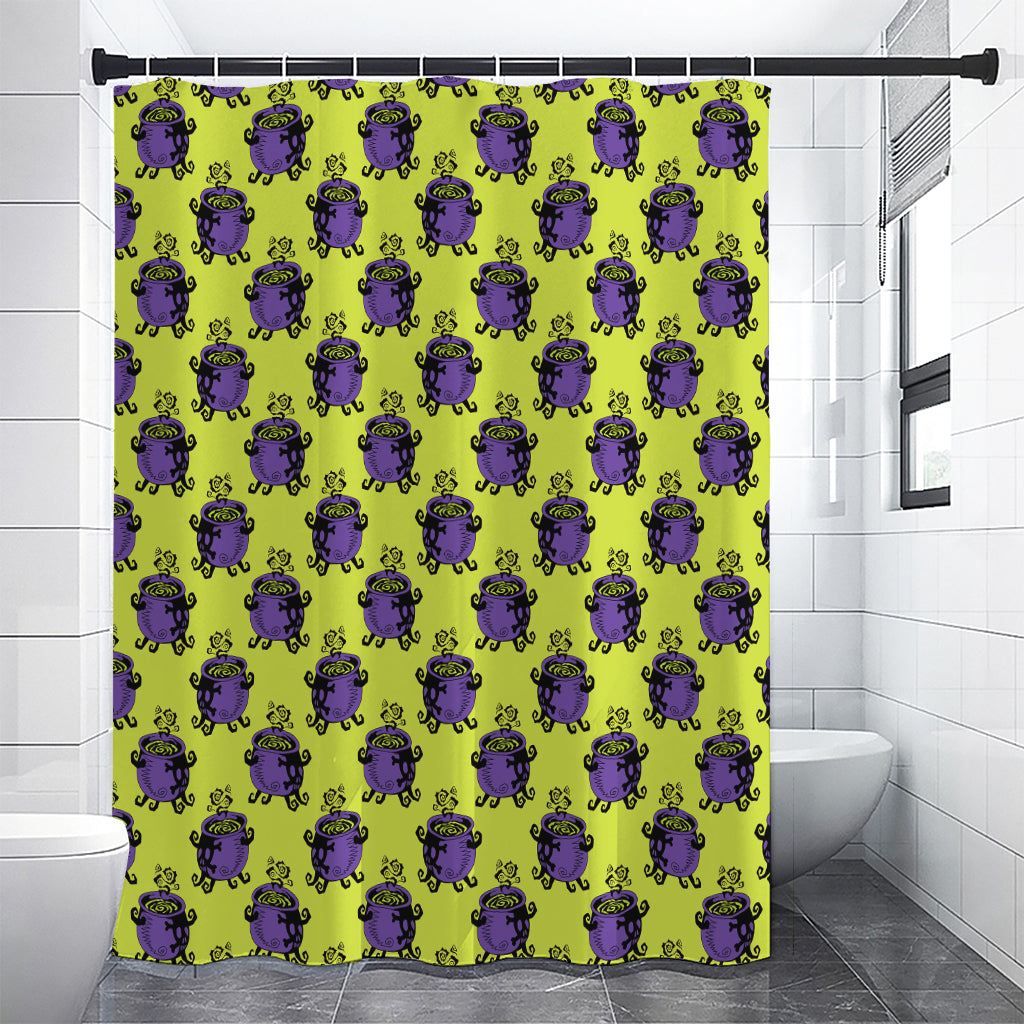 Halloween Witch Cauldron Pattern Print Shower Curtain