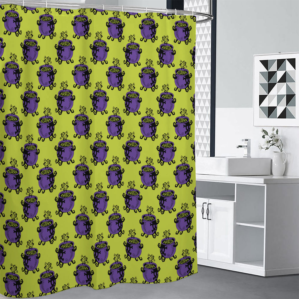 Halloween Witch Cauldron Pattern Print Shower Curtain