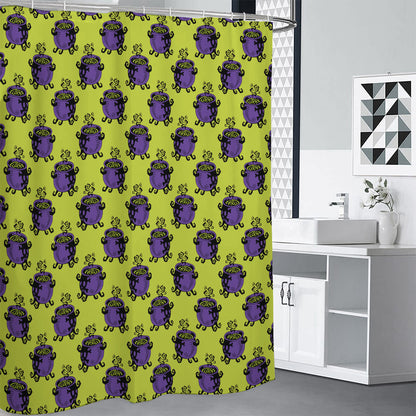 Halloween Witch Cauldron Pattern Print Shower Curtain